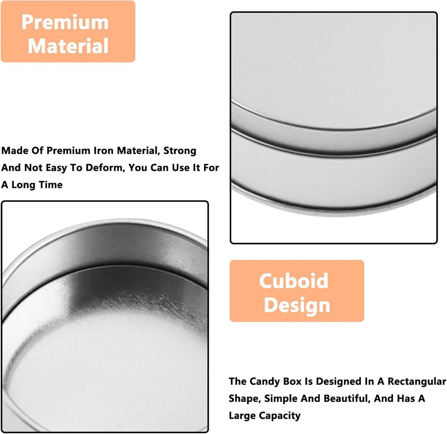 Metal Empty Boxes, Tin Boxes with Lid,Small Silver Tin Boxes,Stackable Organizer Containers,8PCS Storage Tin for Home Outdoor Active Storage Containers