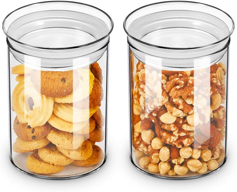 ZENS 27oz Glass Jars with Airtight Lid Set of 2, Clear Glass Storage Containers, Glass Kitchen Canisters with Airtight Lids, Coffee Jars for Brown Sugar, Pantry Organization