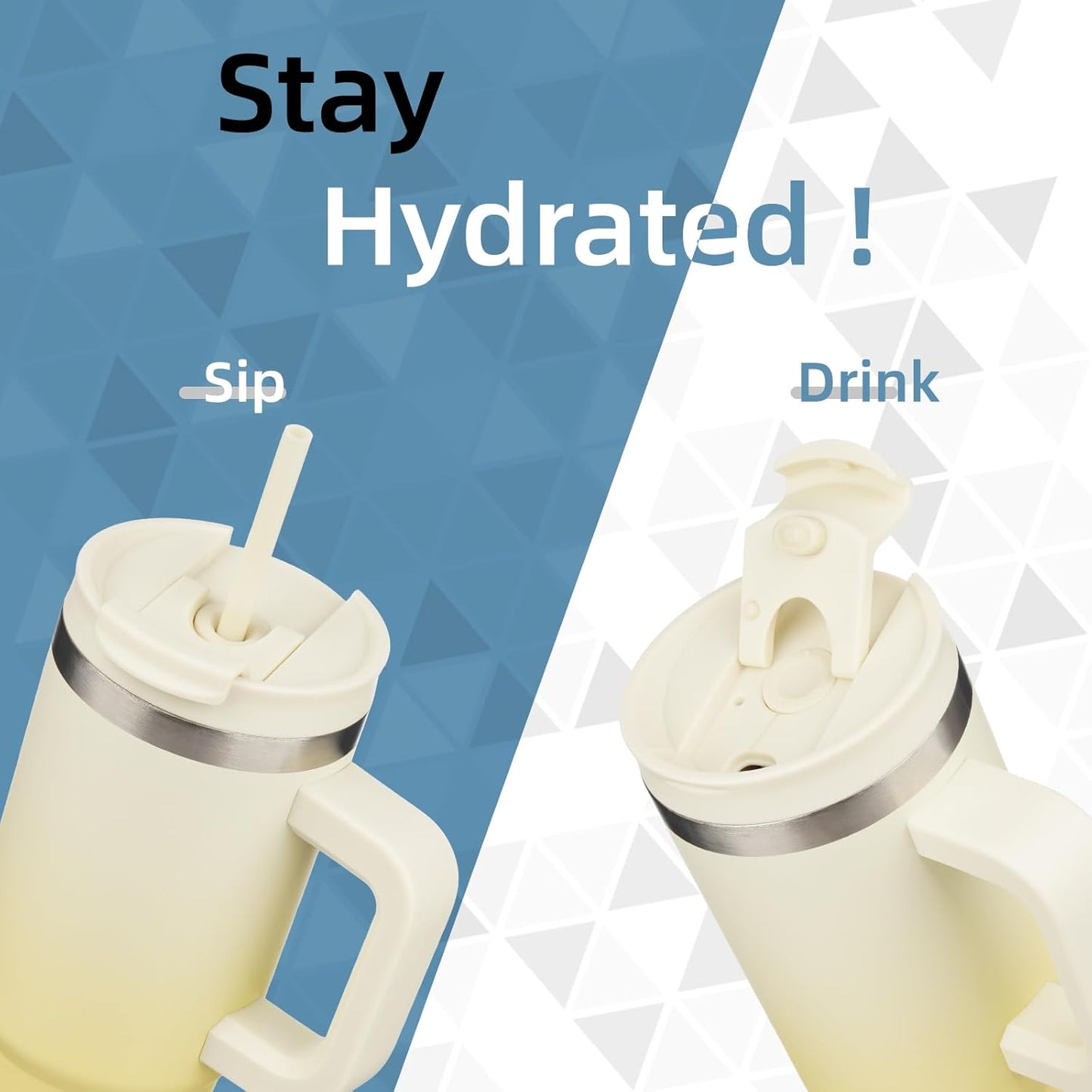 30 oz Tumbler with Handle and 2 Straws,2 in 1 Lid Insulated Water Bottle Stainless Steel Travel Coffee Mug,Lemon