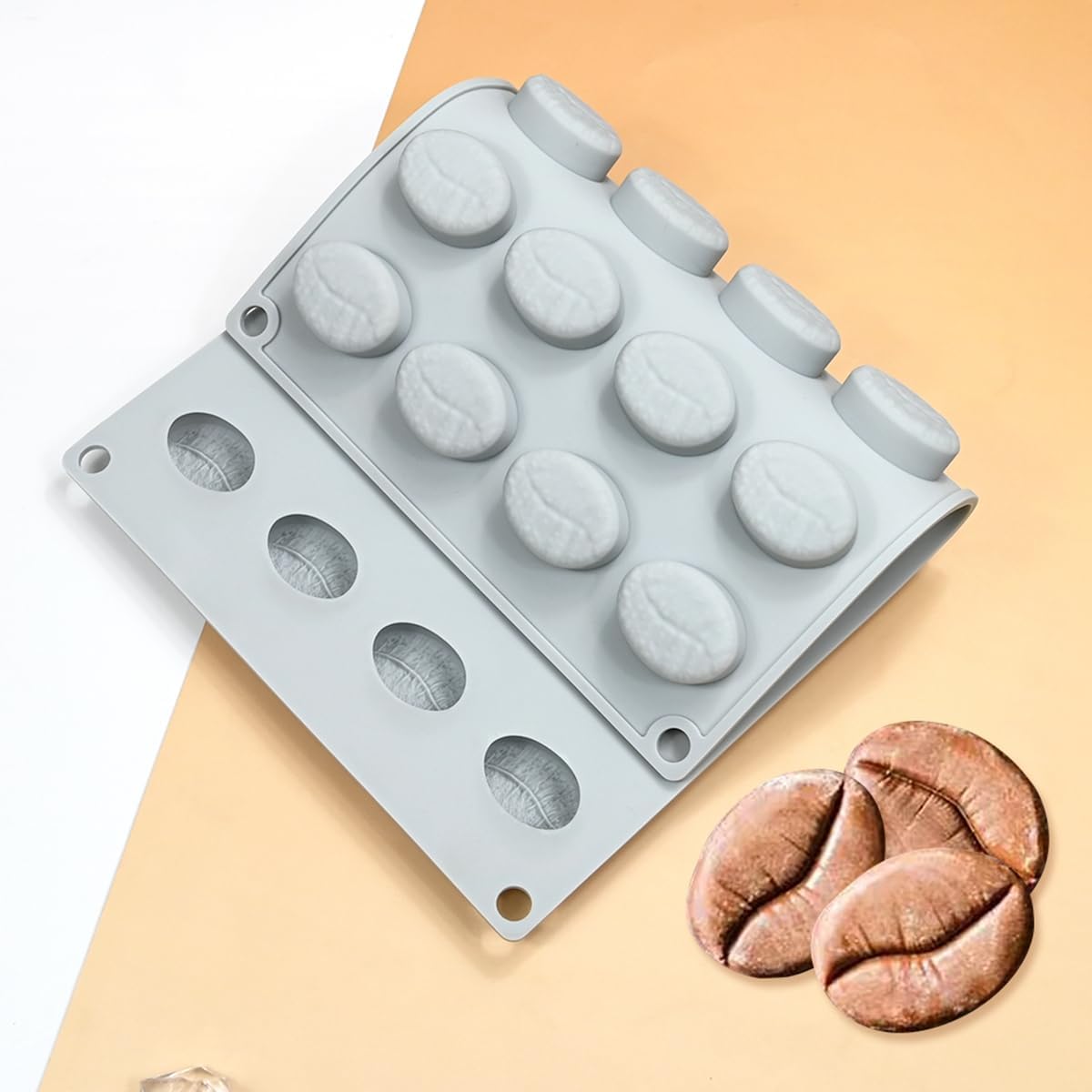 mostsom Bakeware Coffee Bean Shape Silicone Mold for Cake Mousse Dessert Chocoalte Non-Stick Soap Mould (K_ Coffee Bean)