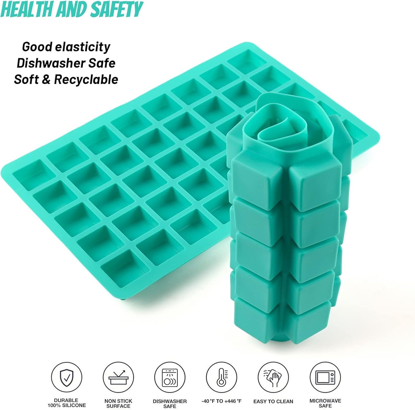 Sakolla 2 Pack Caramel Candy Molds, 40 Cavities Square Cube Silicone Molds for Chocolate, Candy, Ice Cubes, Gummy, Ganache, Jelly, Truffles