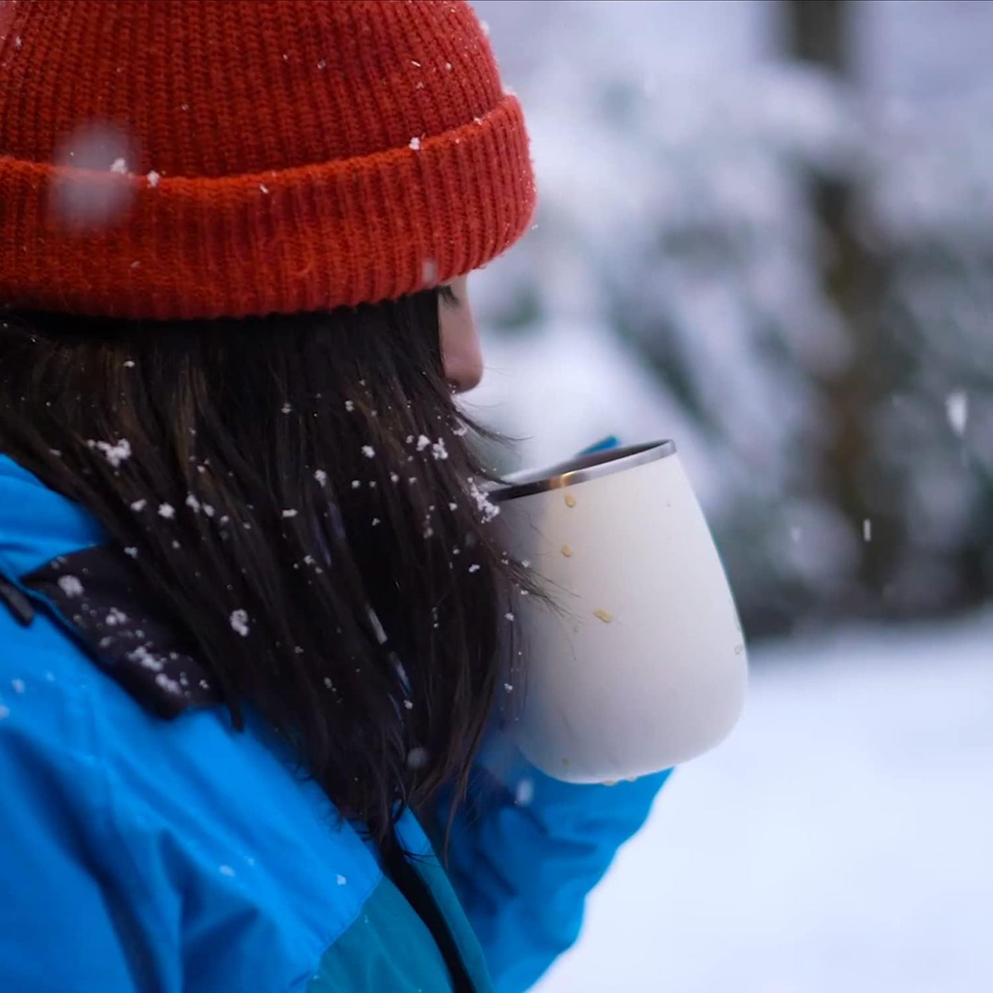 Ideus 16 oz (470 ml) Insulated Coffee Mug with Handle and Lid, Double Wall Stainless Steel Vacuum Thermal Coffee Mug, Travel Coffee Cup Thermal Cup for Home and Office (Snow Mountain White)