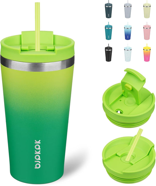 BJPKPK 18oz Tumbler With lid And Straw Stainless Steel Travel Coffee Mug Insulated Tumblers Cups,Bamboo Grove