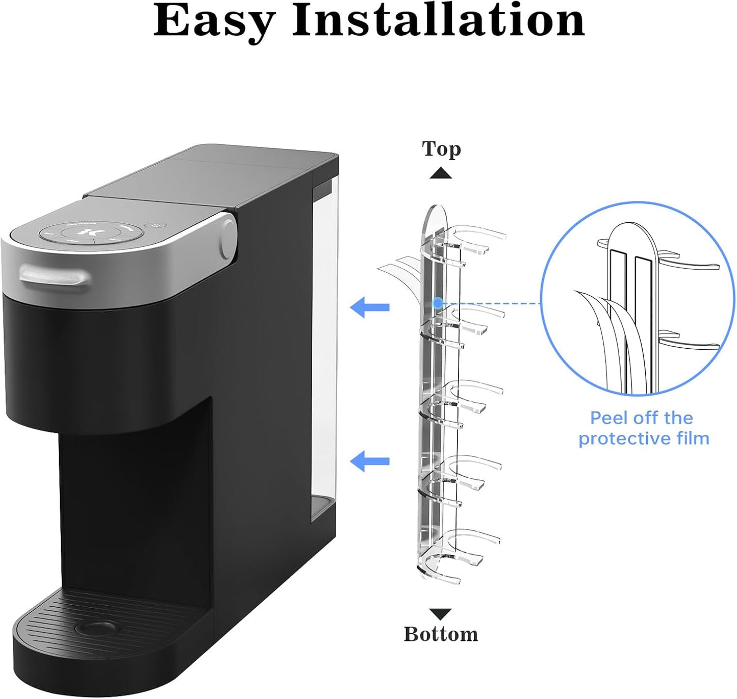 NiHome Acrylic Coffee Pod Holder for Keurig, Side Mount Coffee Pod Capsule Organizer & Storage for K-Cup Pods, Space-Saving for Small Countertops (Clear, 1 Pack for 10 K Cups)