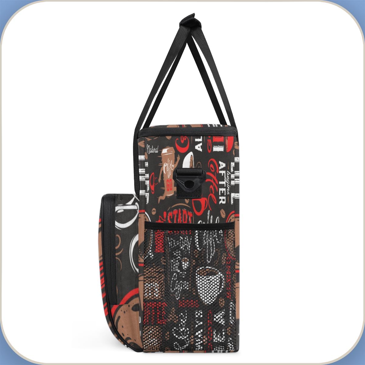 Red Start Day With Coffee Coffees Maker Carrying Bag Coffee Machine Travel Storage Tote Bag Compatible with K-Mini or K-Mini Plus, Portable Single Serve Coffees Brewer Case with Pockets for K-Cup Pods