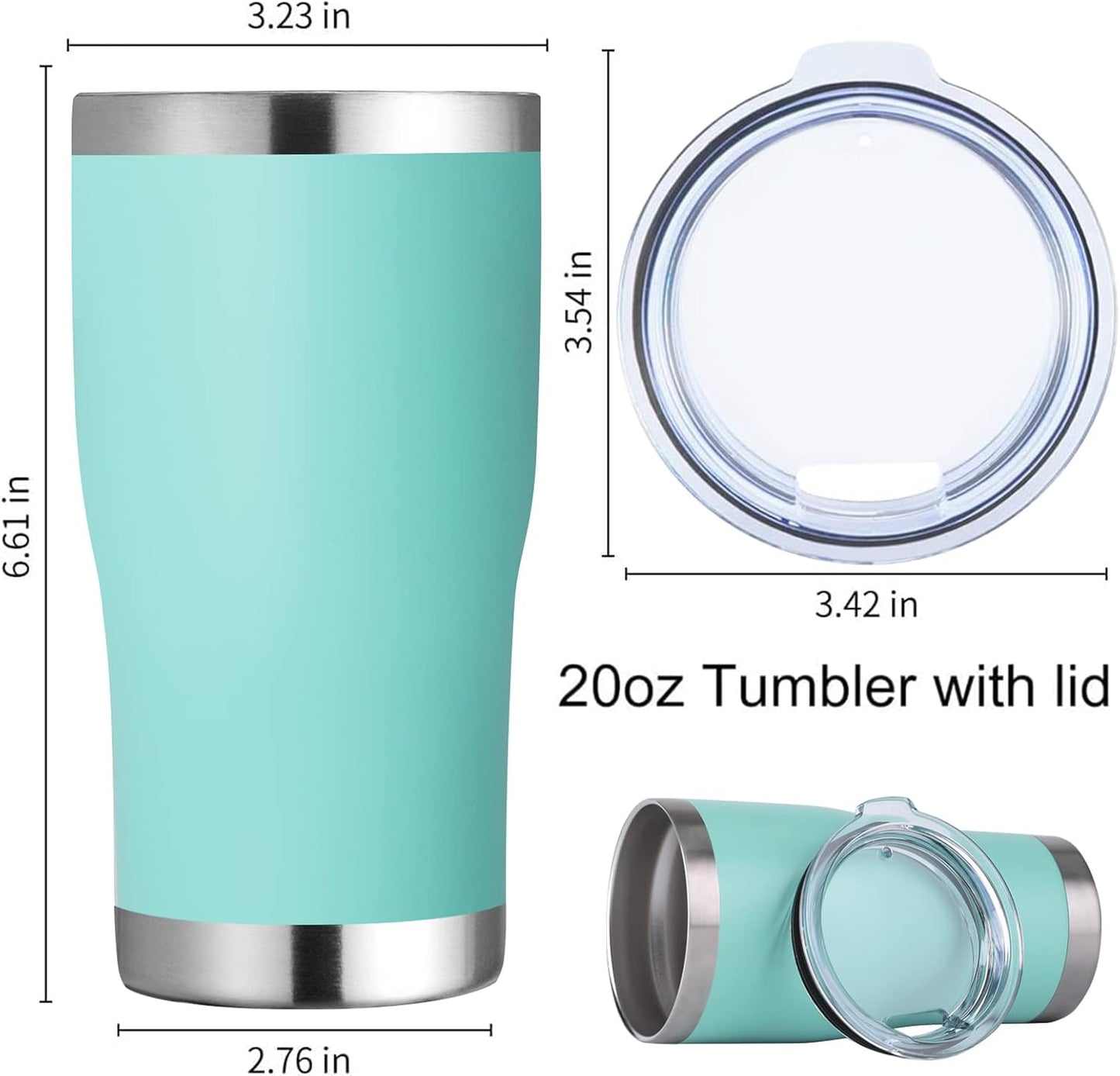 DOMICARE 20oz Tumbler with Lid Stainless Steel Tumblers Bulk, Double Wall Vacuum Insulated Coffee Travel Mug Powder Coated Tumbler, 12 Pack Light Blue
