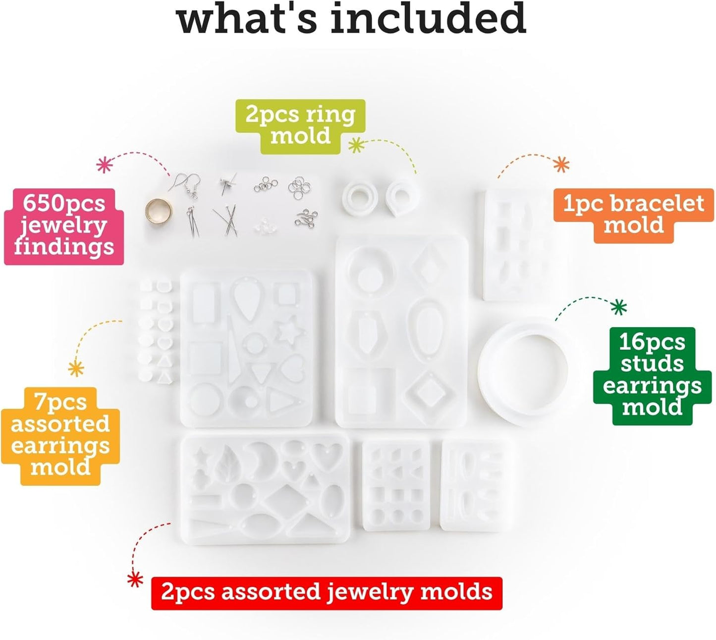 Incraftables Epoxy Resin Molds Kit Bundle. Silicone Resin Kit with Molds including 24pcs Molds, Earring, Keychain, Bracelet & DIY Jewelry Making Supplies. Large Epoxy Resin Kits and Molds Complete Set