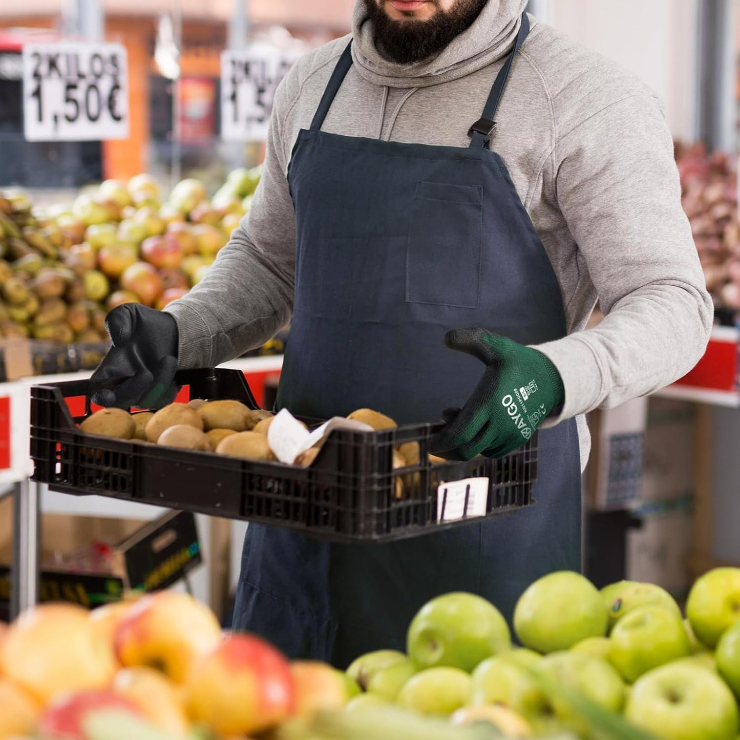 KAYGO Safety Work Gloves PU Coated,12 Pairs KG11PB Seamless Knit Glove for Men and Women, with Smooth Grip on Palm and Fingers, Ideal for General Duty Work (Small,Dark Green)