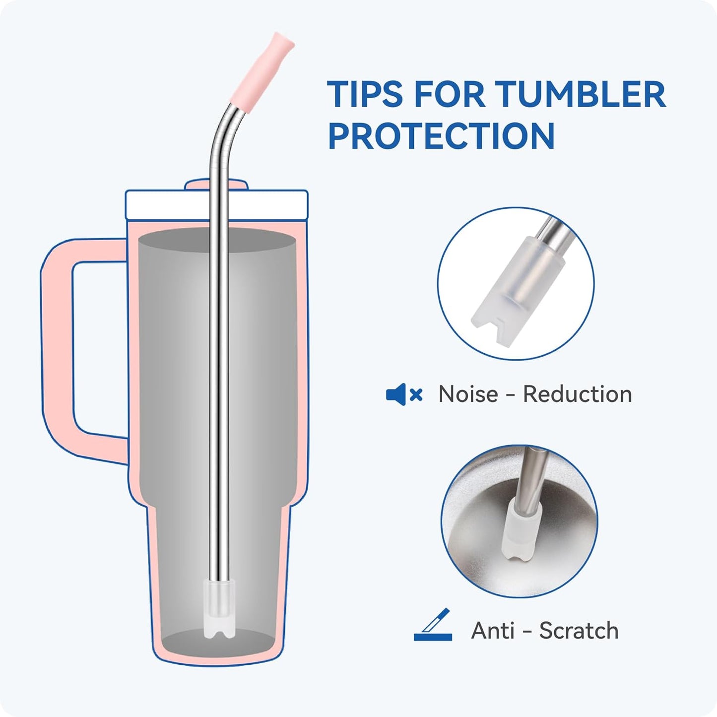 Reusable Stainless Steel Straws with Silicone Tip for Stanley 30oz, Metal Drinking Straws for 30oz Tumbler,3 Bent Tubes & 6 Tips& 1 Cleanr Brush (Tropical Teal)