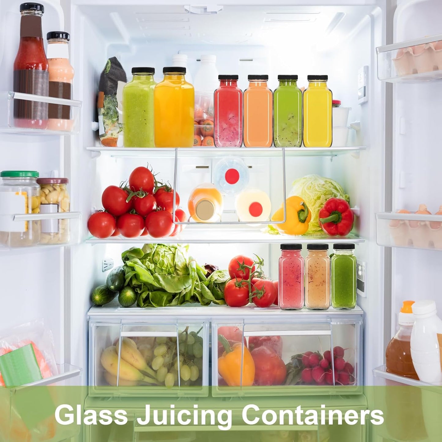 3 Pack 12oz Glass Water Bottles, 350ml Empty Glass Juice Bottles with Black Lids, Brush & Labels, Clear Reusable Drinking Jars for Juicing, Homemade Smoothies, Beverages