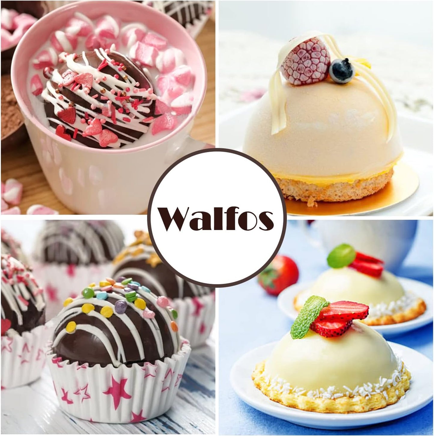 Large 6-Cavity Semi Sphere Silicone Mold, Half Sphere Silicone Baking Molds for Making Chocolate, Cake, Jelly, Dome Mousse (2 Packs)