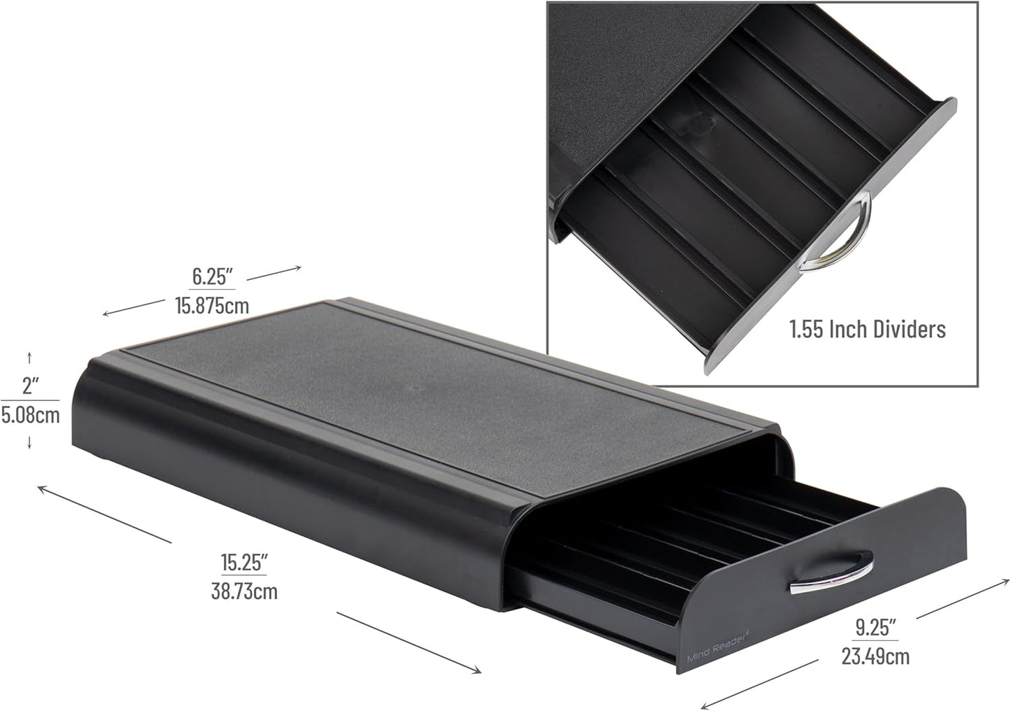 Mind Reader Nespresso Compatible Capsule Drawer, Countertop Organizer, Coffee Pod Holder, Storage, 9.25"L x 15"W x 2"H, Black