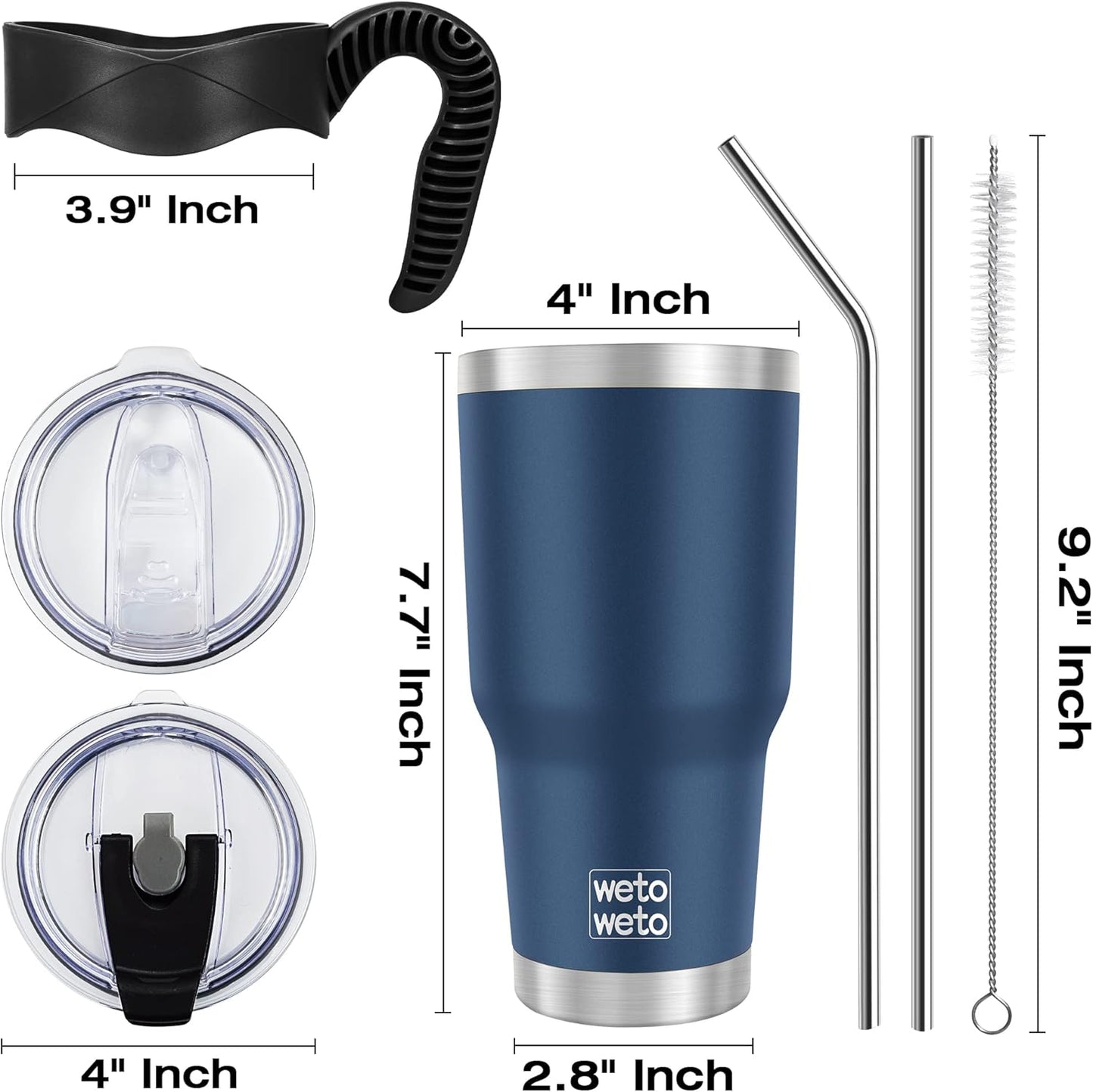 WETOWETO 30 oz Tumbler Stainless Steel Vacuum Insulated Coffee Cup with Handle, Double Wall Vacuum Coffee Thermal Cups for Hot and Cold drinks, Suitable for Travel (Navy Blue, 1 Pack)