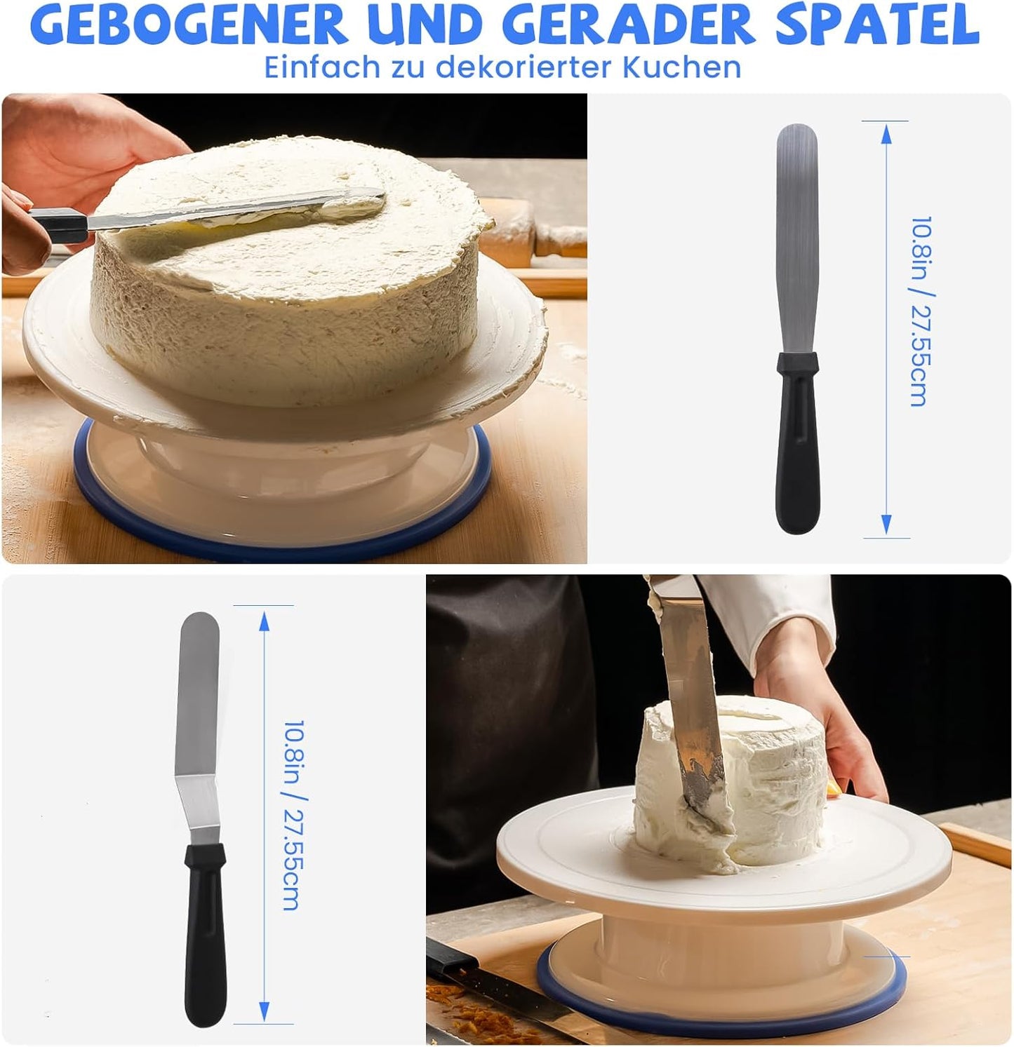 Uten 60PCs Cake Decorating Supplies Kit, Cake Decorating Stand Set with 11'' Cake Turntable, 48 Numbered Icing Piping Tips, 2 Spatulas, 3 Icing Comb Scraper, 1 Scissor, 1 Piping Bags, Baking Tools