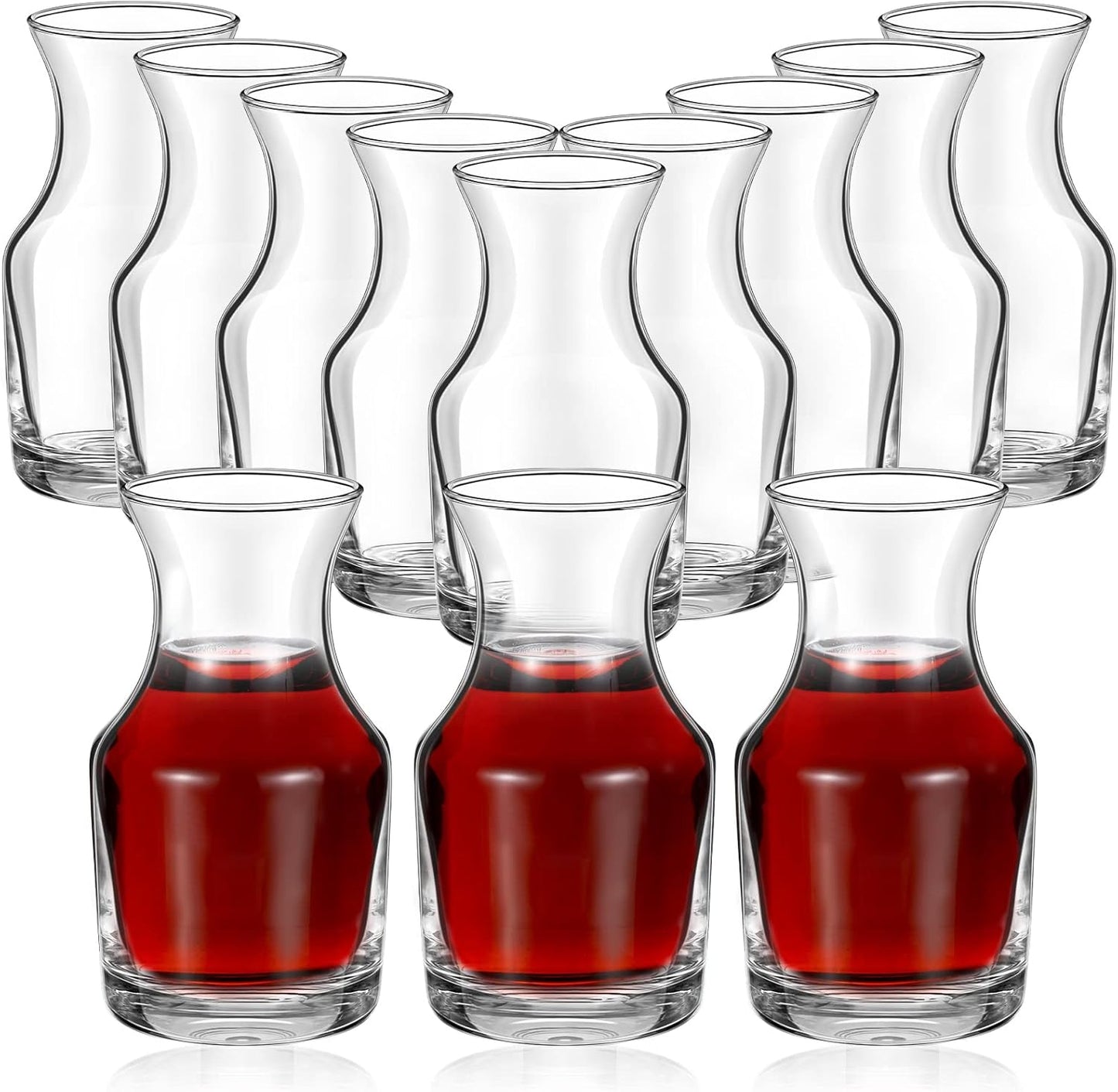 12 Pack Single Serving Wine Carafe Glass Small Mini Carafe Individual Wine Refill Decanter for Dinner Parties Tastings Bars Restaurants (6.5 oz)
