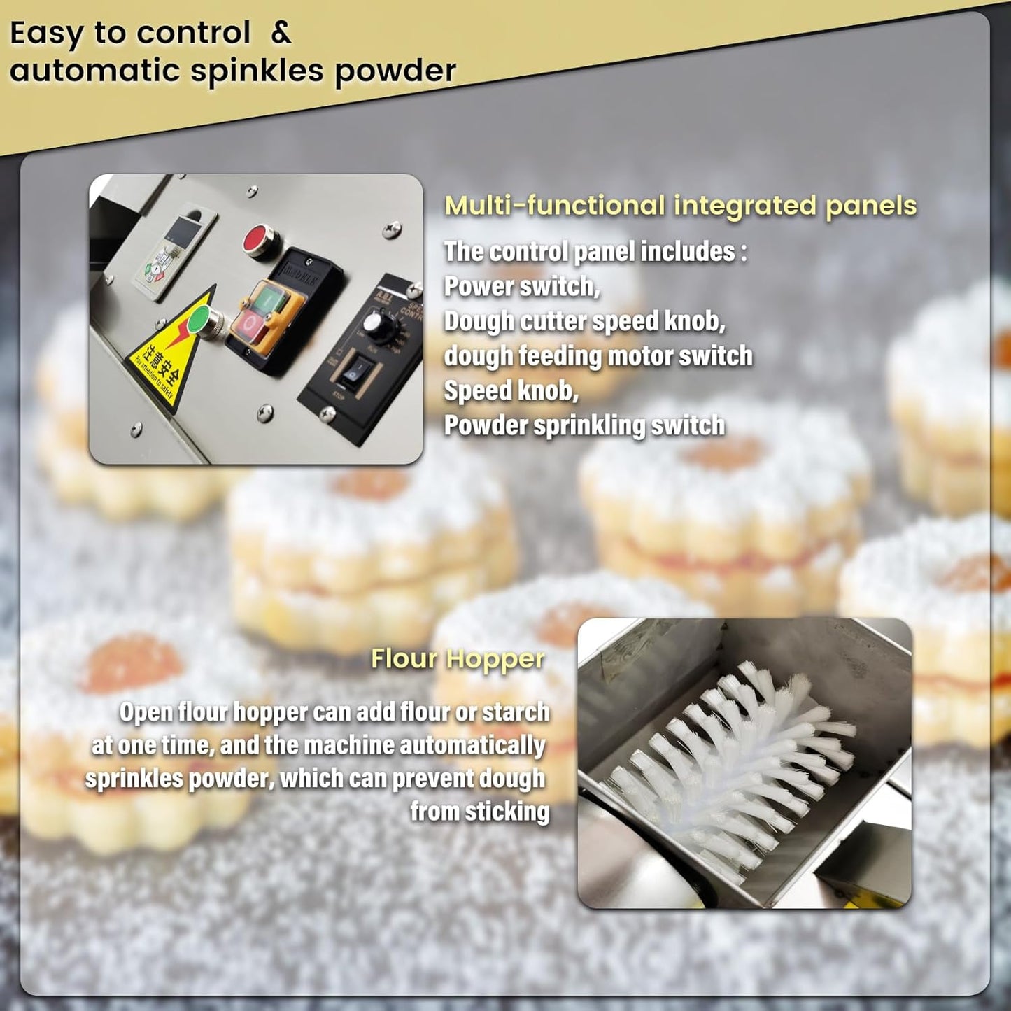 Commercial Dough Divider Multifunction Electric Dough Cutting Machine Can be Used to Process Dough 2.47oz-10.58oz(70g-300g) for Pizza, Desserts, Biscuits, etc 110V