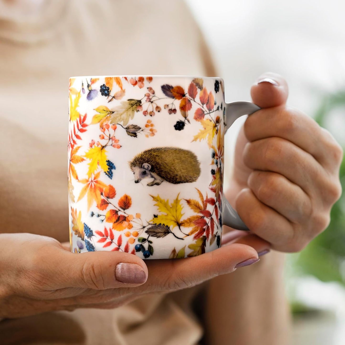 Maison d' Hermine Coffee Mug with Handles Fine Bone China Mugs Pack of Two Tea Cups for Hot Beverages Cappuccino Latte Home Restaurant Office Perfect for Gift (Sous-Bois, 15 Ounce)