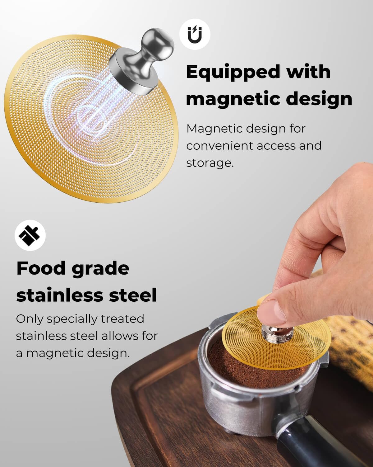 3 Pcs 54mm Espresso Puck Screen - 0.2mm Ultra Thin Espresso Puck, Metal Reusable Coffee Filter, Compatible with Espresso Machine 54mm Portafilter Basket (Golden)