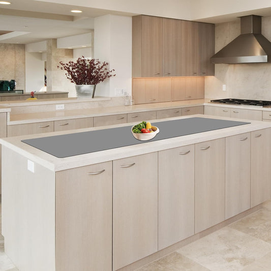 78.7" x 15.7" Large Silicone Mats for Kitchen Counter, Large Heat Resistant Countertop Protector Mat, Non-Slip Waterproof Craft Mat, Light Gray