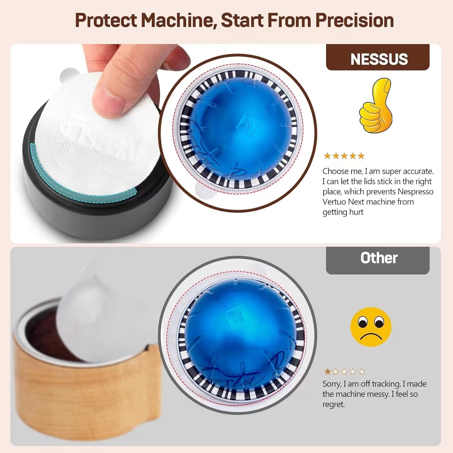 Nessus 100 PCS Original Aluminum Foil Lids from Vertuo Reusable Pods Kit, [ALSeal EZ FIT] for Nespresso Refillable Pods, Compatible with Nespresso Vertuoline Machine(Foil Seals Only)