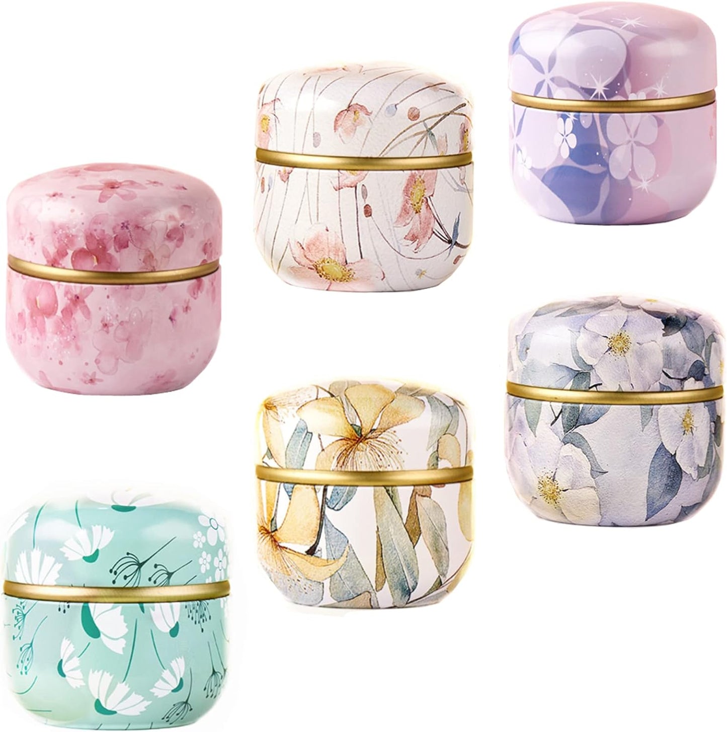HAN SHENG 6 Pcs Airtight Tea Storage Tins 10 OZ, Food Storage Containers for Coffee Beans, Spices, Sugar