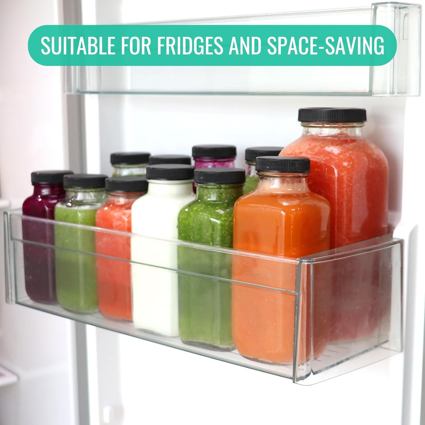 16 oz Glass Juice Bottles with Lids 6 Pack,Reusable Glass Drink Bottles,500ml Water Drinking Jars for Milk,Juicing,Kombucha,Ginger,Beverage Glassware,Juice Drinking Jars