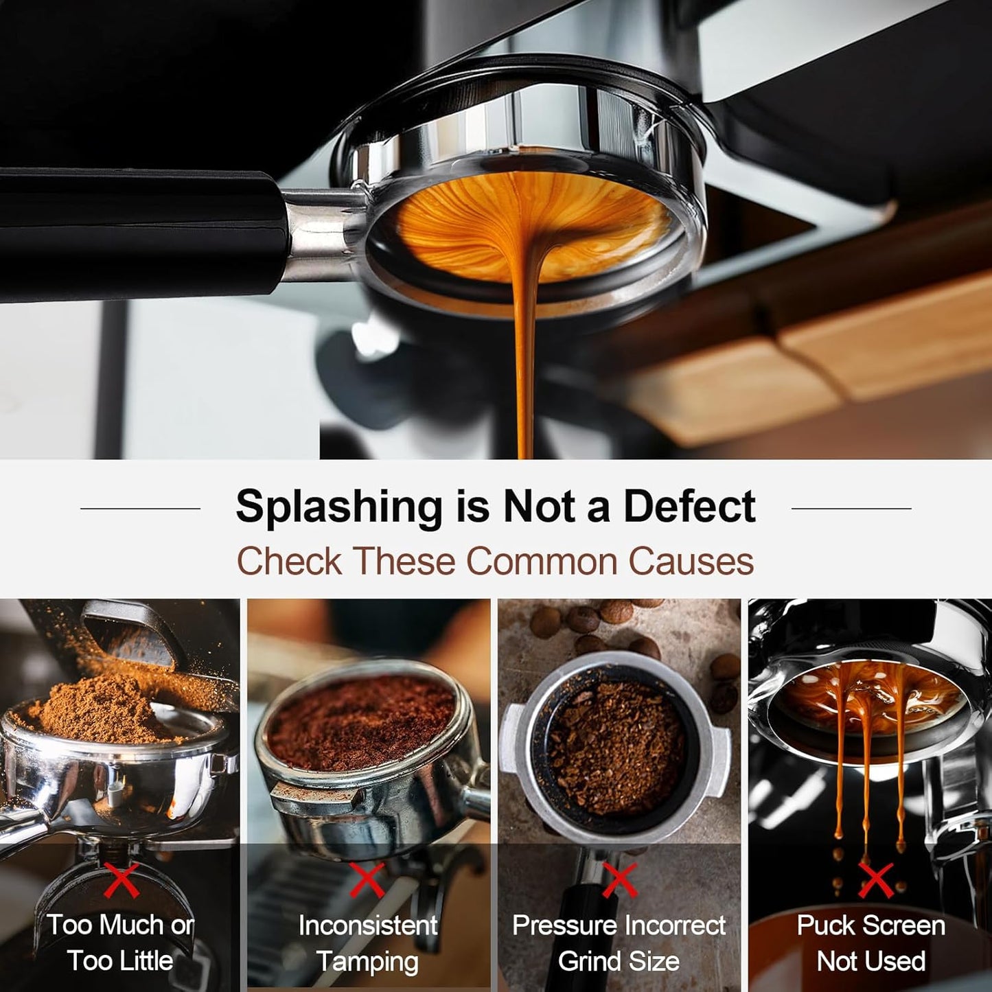 51mm Bottomless Portafilter & Puck Screen, 2 Ears Stainless Steel Head, Only Compatible with De'Longhi ECP3420, EC155, BCO430, EC260, and ECP3120, Includes 304 Stainless Steel Filter Basket