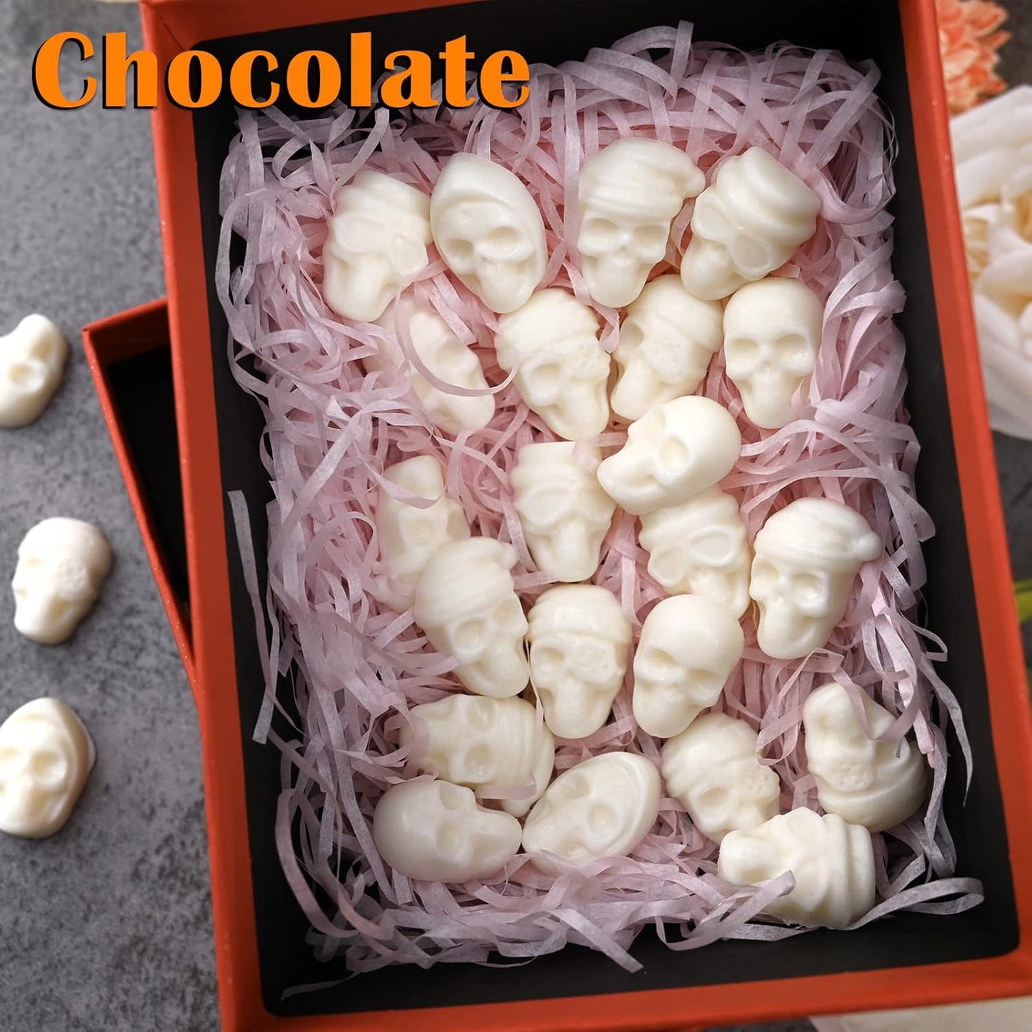 Sakolla Skull Candy Molds Silicone, 2 Pack 36 Cavity Non-Stick Halloween Gummy Molds for Chocolate, Candy, Jelly, Ice Cube, Dog Treats