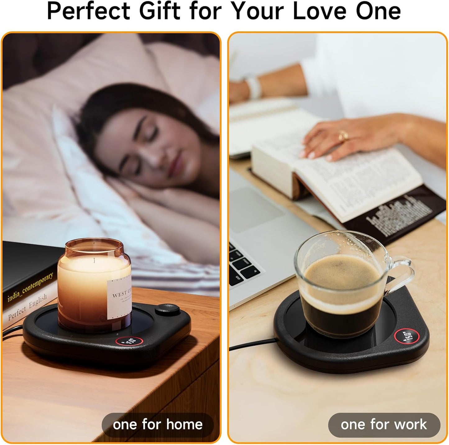 Coffee Mug Warmer for Desk, Electric Cup Heater for Tea Milk Beverages with Adjustable Temperature Display, Auto Shut Off Timer Mug Sensor, Candle Wax Heating Plate, Ideal Gift Accessory