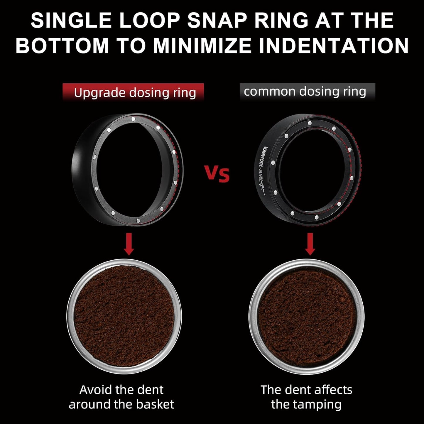 MHW-3BOMBER 58mm Espresso Dosing Funnel Magnetic Coffee Dosing Ring Portafilter Funnel Barista Tools Compatible with 58MM Portafilter DR5546B-OS