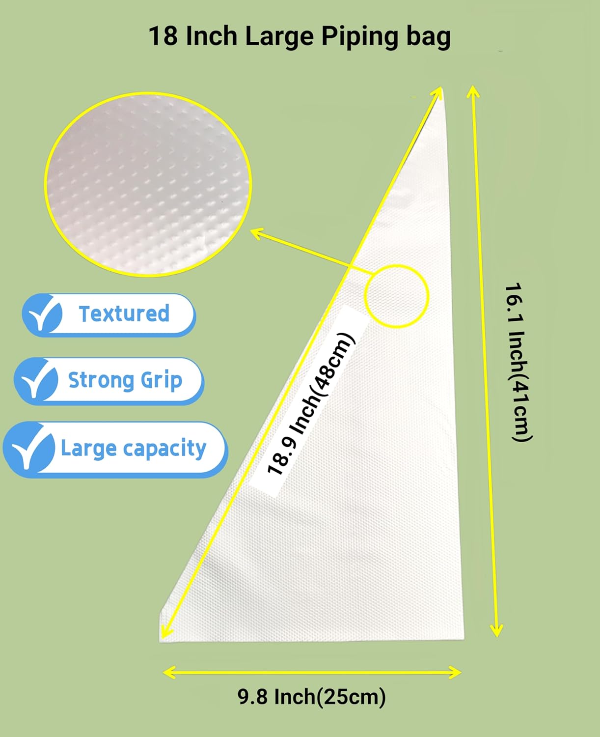 18 Inch Large Piping Bags 200 Pack - Disposable Pastry Bags - Thick Anti-Burst Pastry Icing Frosting Piping Bags For Decorating Cupcakes Cakes Cookies (Large 18 Inch-200 Pack)