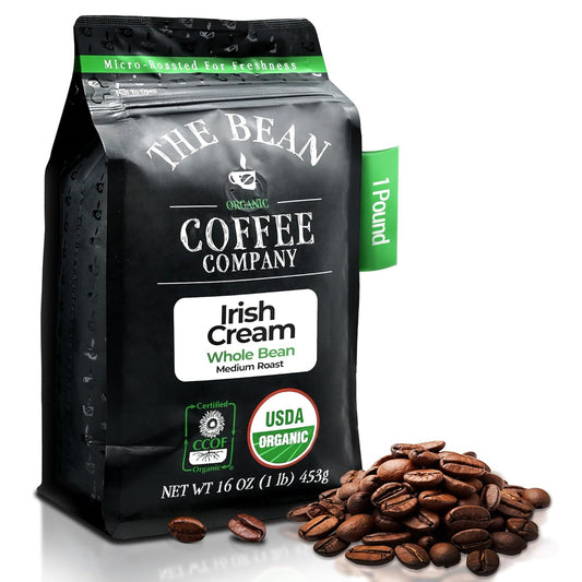 The Bean Organic Coffee Company Irish Cream, Medium Roast, Whole Bean Coffee, 16-Ounce Bag