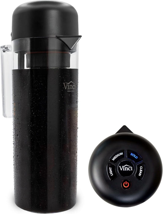 VINCI Express2 Electric Cold Brew Coffee Maker: 37 oz., Fast, Customizable, Low-Acid Brews with Patented Circle Flow Technology Digital Controls, 3 Brew Settings, Self-Cleaning Function