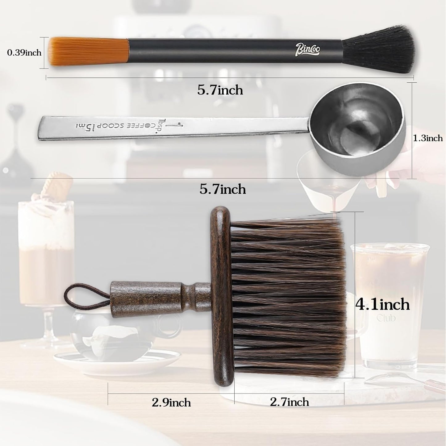 Coffee Brush,2pcs Espresso Brush+Coffee Scoop,Coffee Cleaning Brush,Coffee Grinder Brush Coffee Filter Cleaning Brush,Suitable for Espresso Machine with Grinder for Home,Espresso Machine Cleaning Set