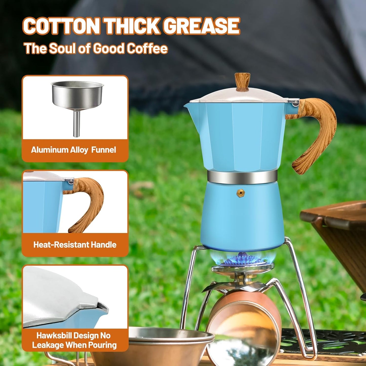 9 Cup Aluminum Espresso Stovetop Moka Pot Express Coffee Maker Percolator Italian Classic Mocha Coffee Machine for Italian and Cuban Cafe Brewing for Home & Camping 450ml 15oz