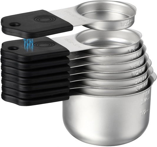 Magnetic Measuring Cups Set 8 Stainless Steel Stackable Nesting Measuring Cups for Measuring Dry and Liquid Ingredients