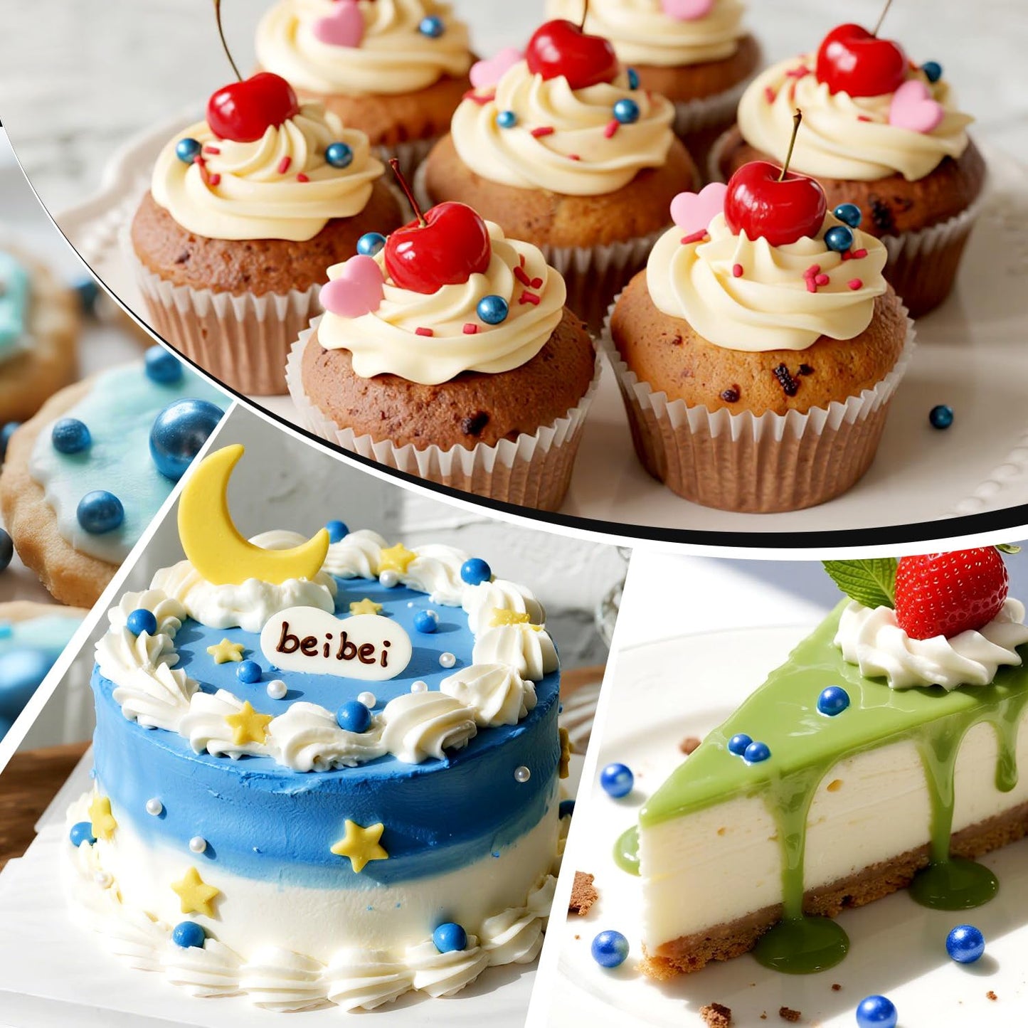 Deep Blue Pearl Sugar Sprinkles, Edible Candy Pearls, 150g/5.29oz, Blue Sprinkles for Cake Decorating, Baking Cake Decorations, Ice Cream Toppers, Cupcakes, Wedding Party Chirstmas Supplies