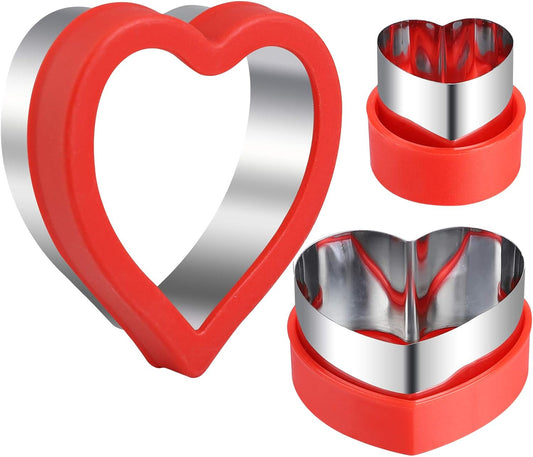 Love Heart Shape Cookie Cutters, Baking Vegetable Shape Cutters, Mini & Medium & Large Shaped Cutters,The Valentine’s Day Cutters with Red Color Biscuit Molds Fondant Cake