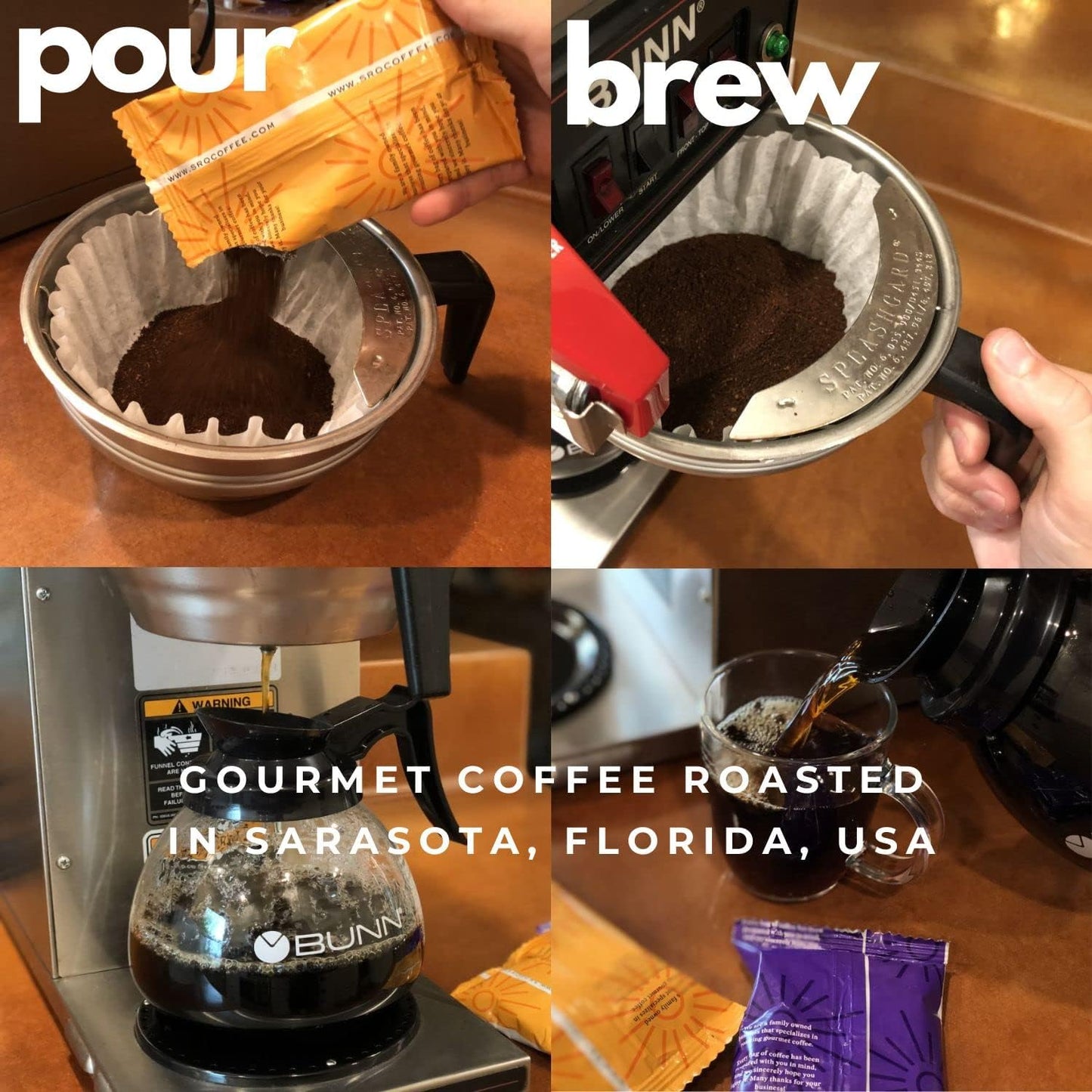 Sarasota Coffee Ground Packets | Gourmet Flavored Medium Roast Bulk Coffee Packs | Jamaican Me Crazy | Low Acid Mold Free Singles Individual Pouches for 12 Cup Coffee Maker | 2 Ounce Bags, 36 Count