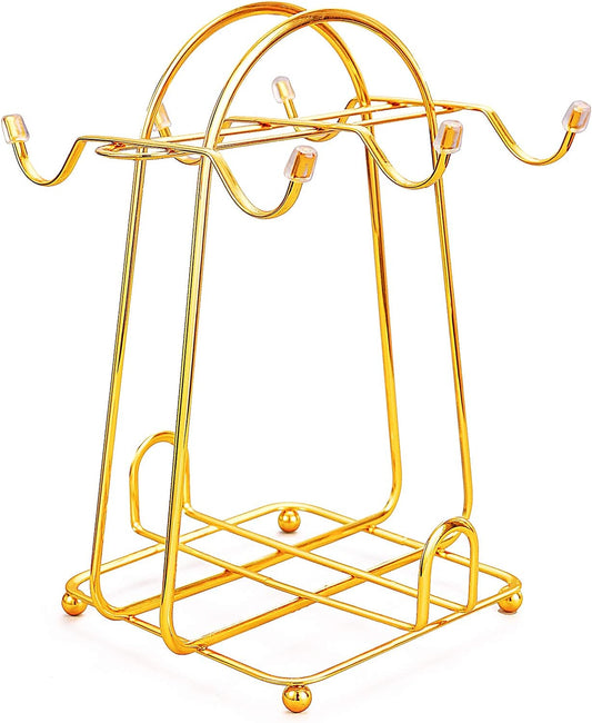 CHENP.HMC Home Storage Mug Hooks Stainless Steel Wire Rack Display Stand Service for Tea Cups,Bracket,Gold Metal Stand for Coffee Cups and Saucers.…