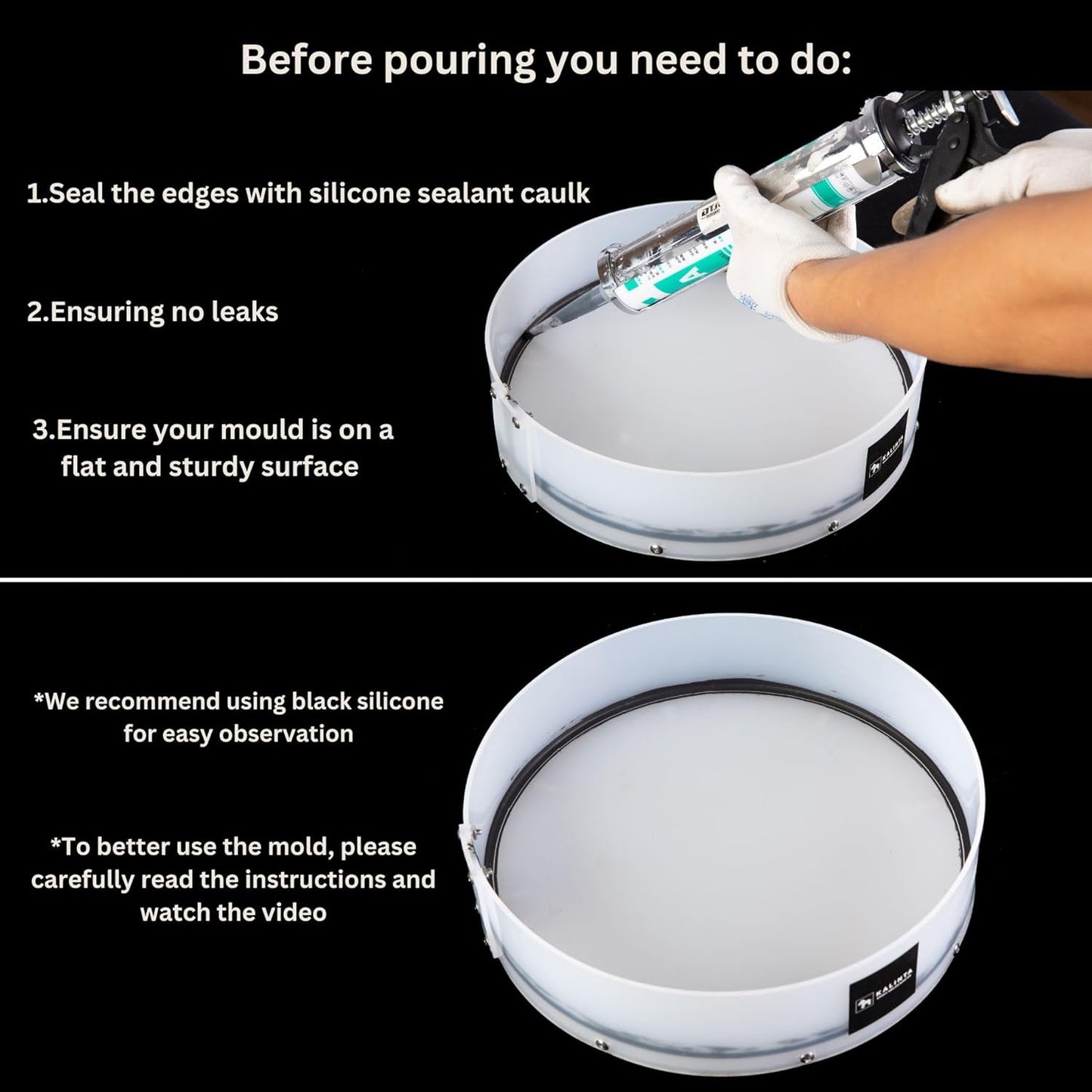 Resin Mold Large Round Deep -Kalinta 14inch Reusable Epoxy Round Molds for Resin Clock, Serving Tray Board, End Table，Floral Preservation Bouquet