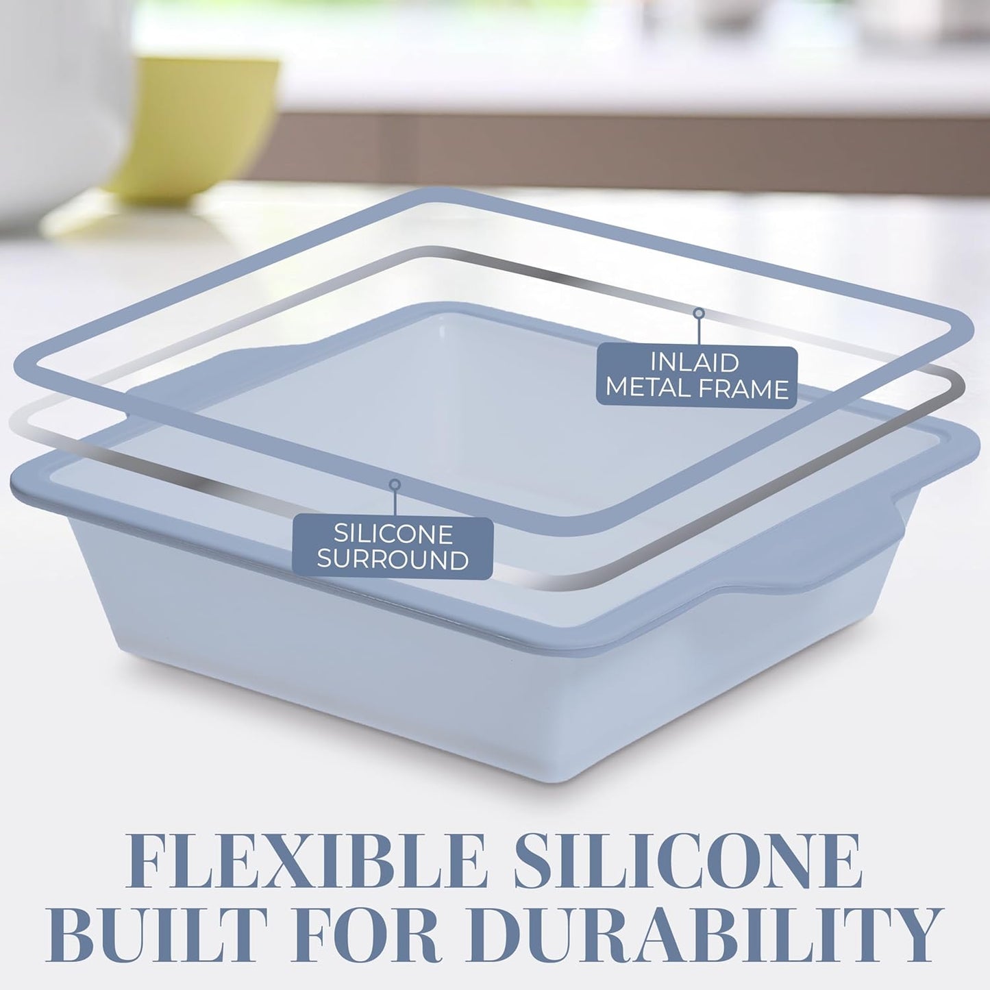 COOK WITH COLOR 17 Pc. Silicone Baking Pan Set - Non-Stick & Easy Clean Silicone Muffin Pans for Baking with Sturdy Metal Frame for Stability, Flexible Cake Molds, Includes Measuring Cups and Spoons