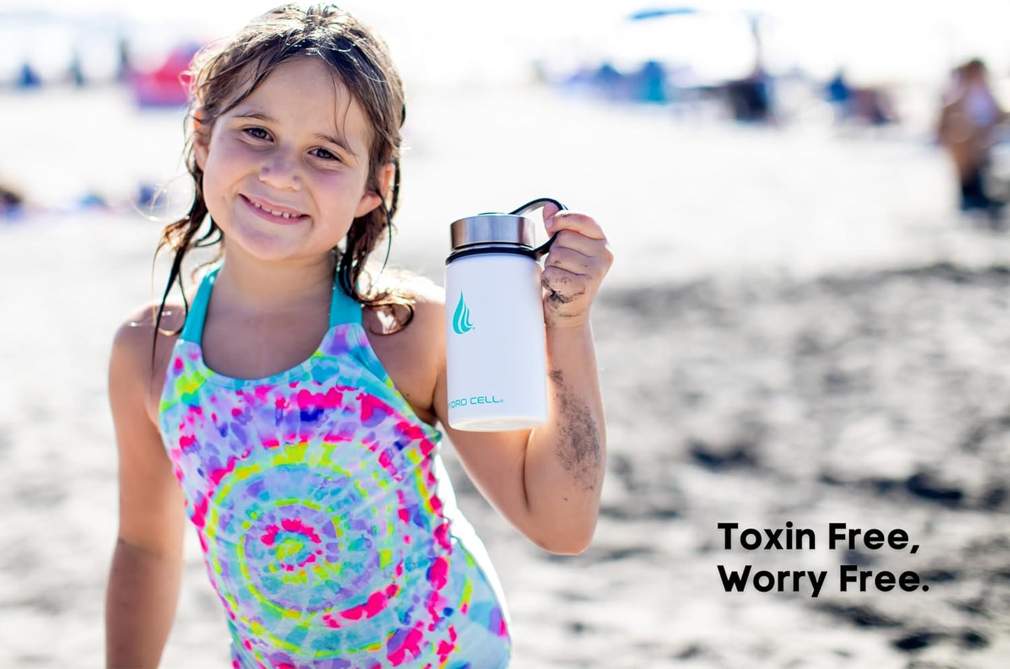 HYDRO CELL Stainless Steel Sport Water Bottle with Straw - Keeps Drinks Cold & Hot via a Leak Proof Metal Triple Insulated Vacuum Flask for All Sports and Outdoors Activities (White 14oz)