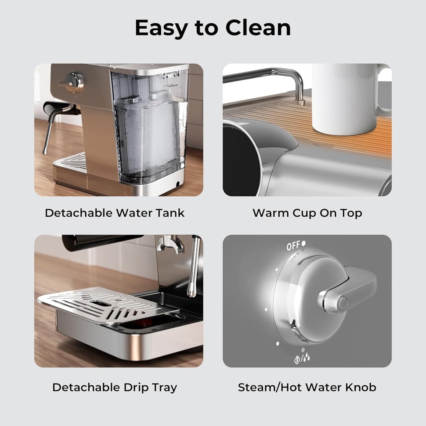 20 Bar Espresso Machine with Cold Brew,Stainless Steel Espresso Coffee Maker with Milk Frother,Latte & Cappuccino Machine for Home,50 oz Removable Water Tank,Dual-Temperature,Semi-Automatic