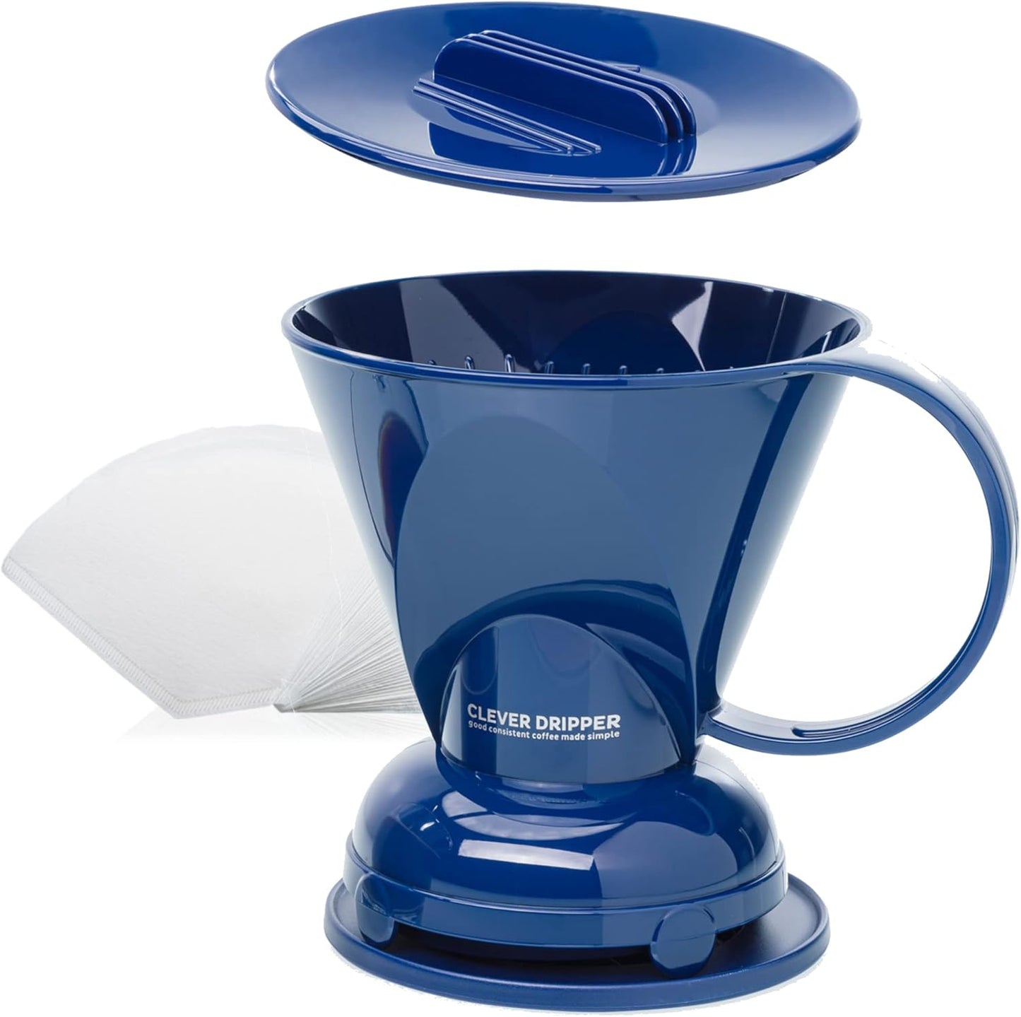 Clever Coffee Dripper and Filters, Large 18 oz (Royal Blue)| Barista's Choice| Safe BPA Free Plastic|Includes 100 Filters