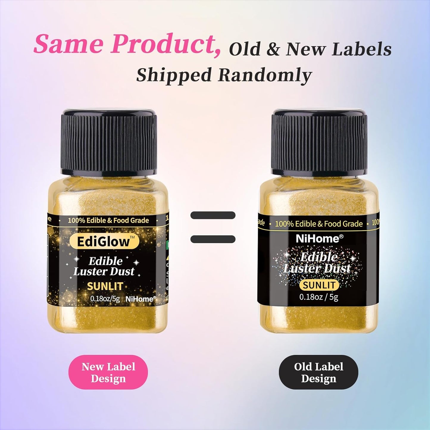 NiHome Edible Food-Grade Glimmer Powder Glitter Luster Dust Metallic Food Decorating Sprinkle Glimmery Dust for Drink Wine Beverage Cake Candy Dessert Bakery Restaurant Vegan (0.18oz/5g, Purple)