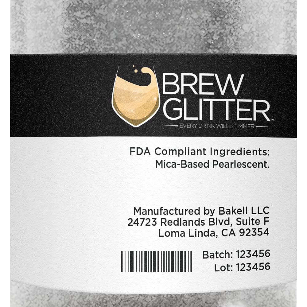 White BREW GLITTER Edible Glitter For Drinks, Cocktails, Beer, Garnish Glitter & Beverages | KOSHER & HALAL Certified | 100% Edible & Food Grade | Vegan, Gluten, Nut Free (50g, White)