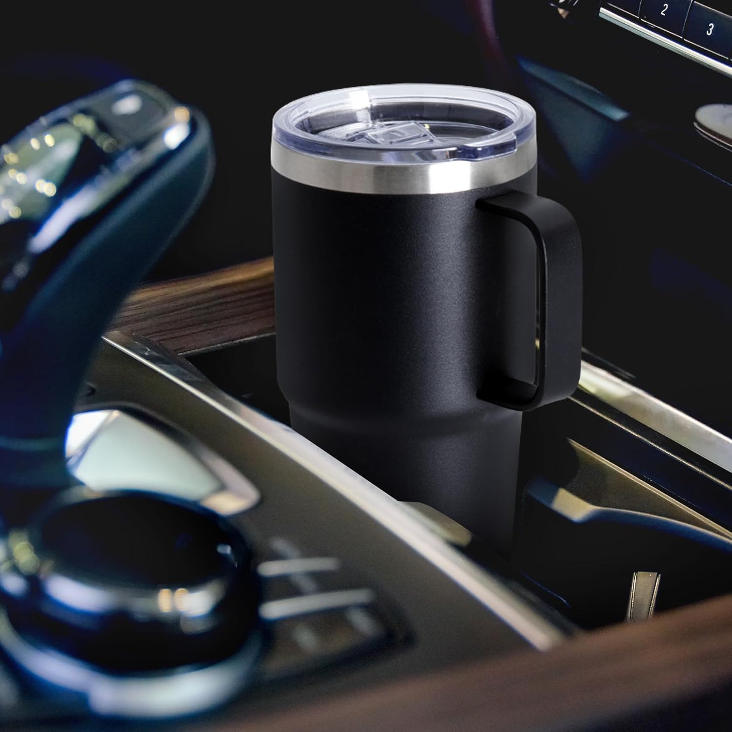 HASLE OUTFITTERS 20oz Tumbler with Lid, Stainless Steel Tumbler with Handle, Metal Insulated Travel Coffee Mug with Handle, Double Wall Vacuum Spill Proof Tumbler Cup, Black 1 Pack