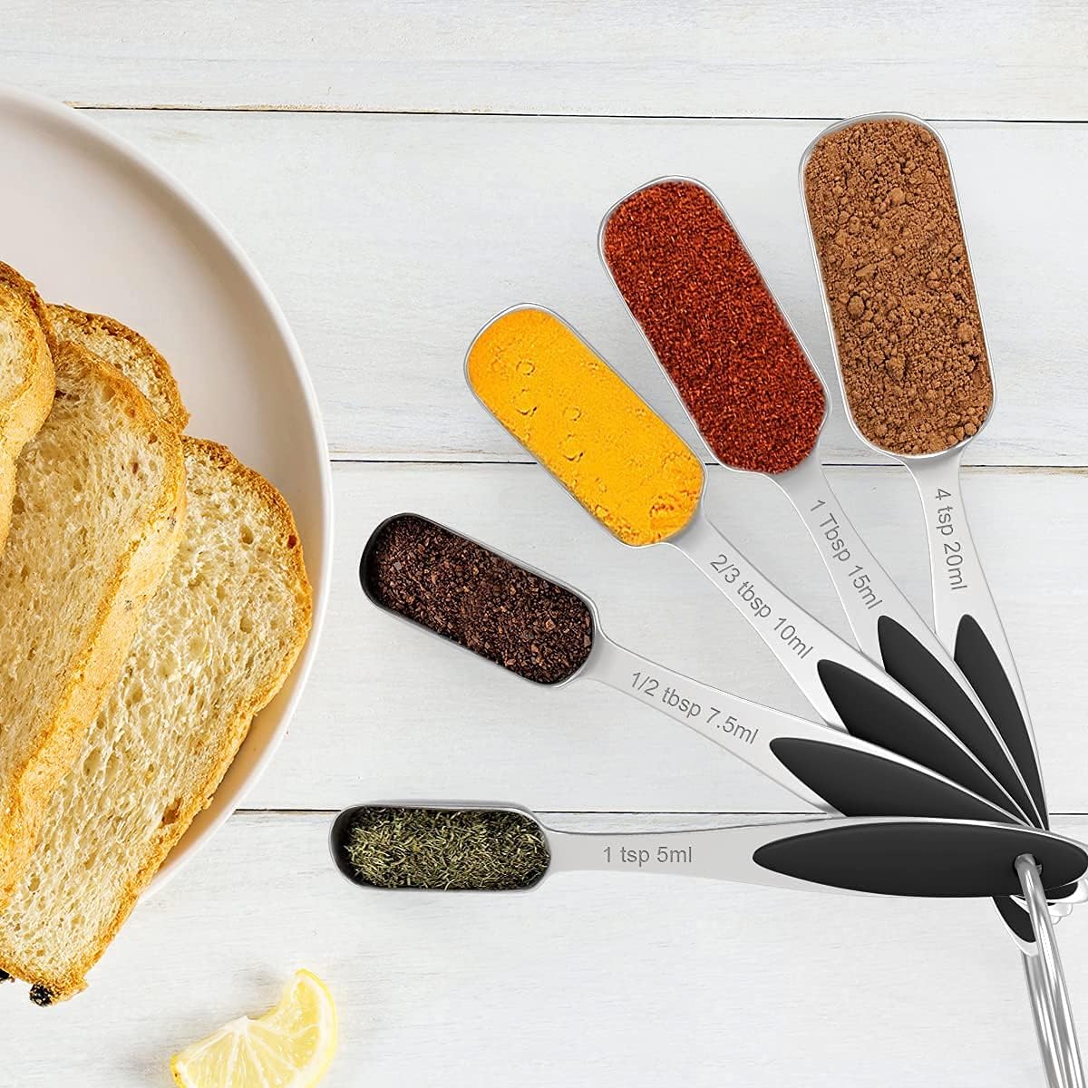 Measuring Cups and Measuring Spoons Set, Wildone Stainless Steel 8 Measuring Cups, 10 Measuring Spoons, 1 Leveler 1 Whisk & 5 Mini Spoons, for Dry and Liquid Ingredient - 25 Piece Black