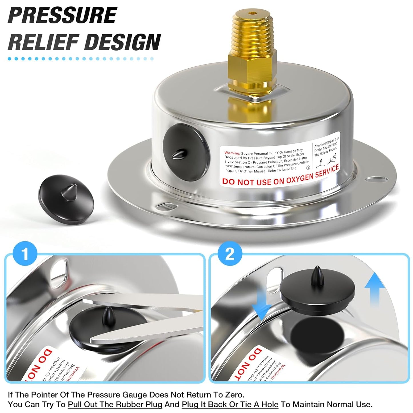 MEANLIN MEASURE 0~200Psi Liquid Filled Pressure Gauge Front Flange Panel Mount, 1/4" NPT 2.5" FACE DIAL Stainless Steel Case with Phillips Screw and Nut, +/-3-2-3%